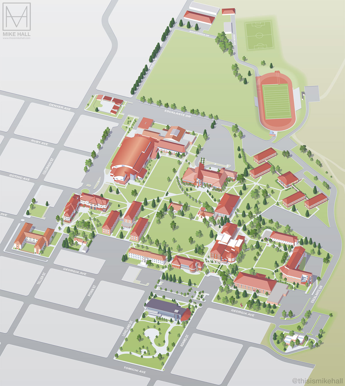 map Visitor Map Guide campus University axonometric vector Plan