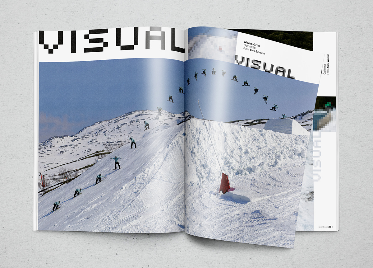 revista magazine diseño maquetación snowboard Surf nieve Ski foto rider Board