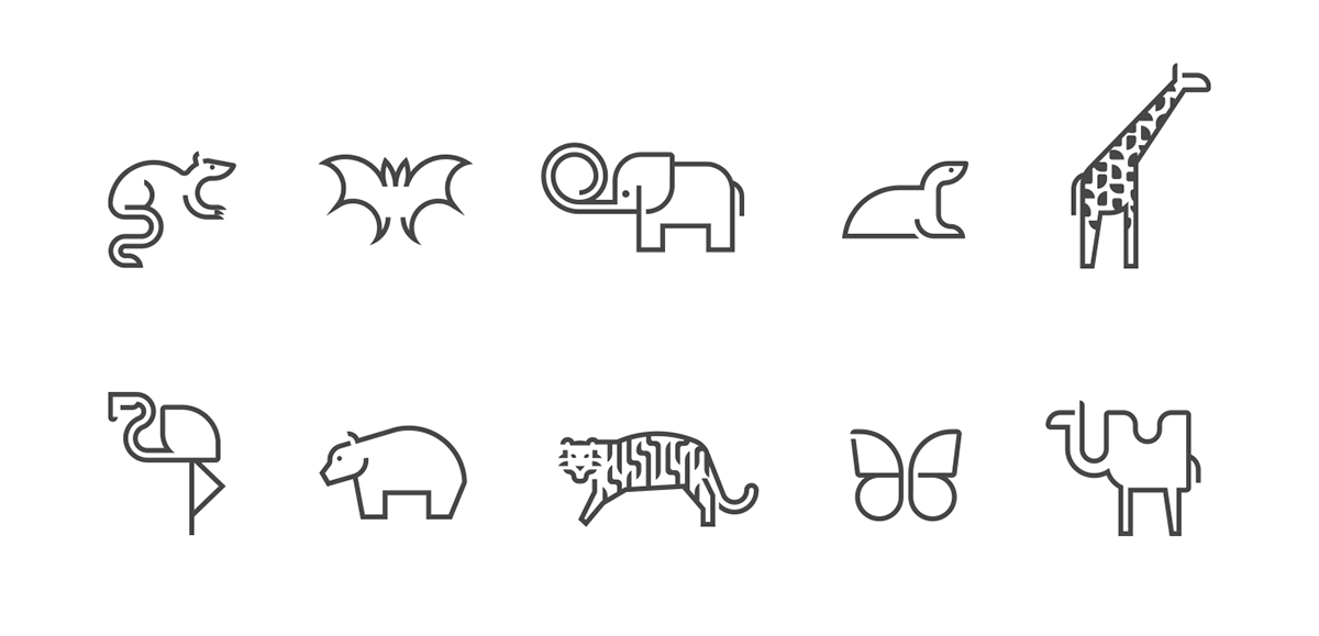 zoo zoological garden Branding Identity logo animation  elephant pictogram pictograms Logo Design poznan
