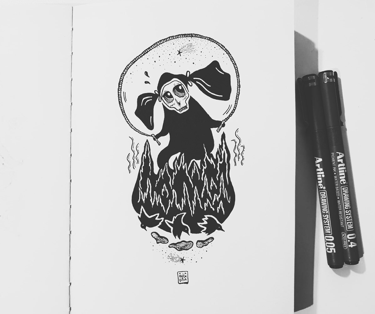 inktober inkdrawing witch Whale snake handdrawing handmade creative Character Nature