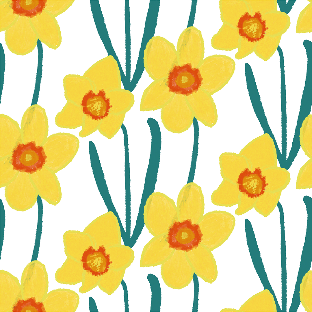 yellow daffodil floral flower pattern print textile botanical artwork design