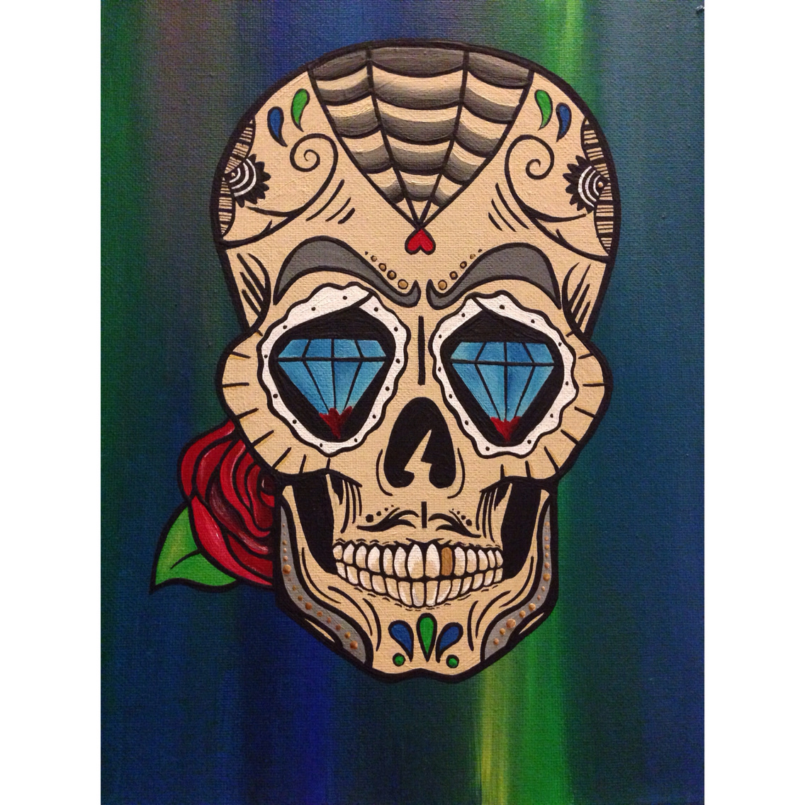 art skull acrylic paint canvas acrylic painting