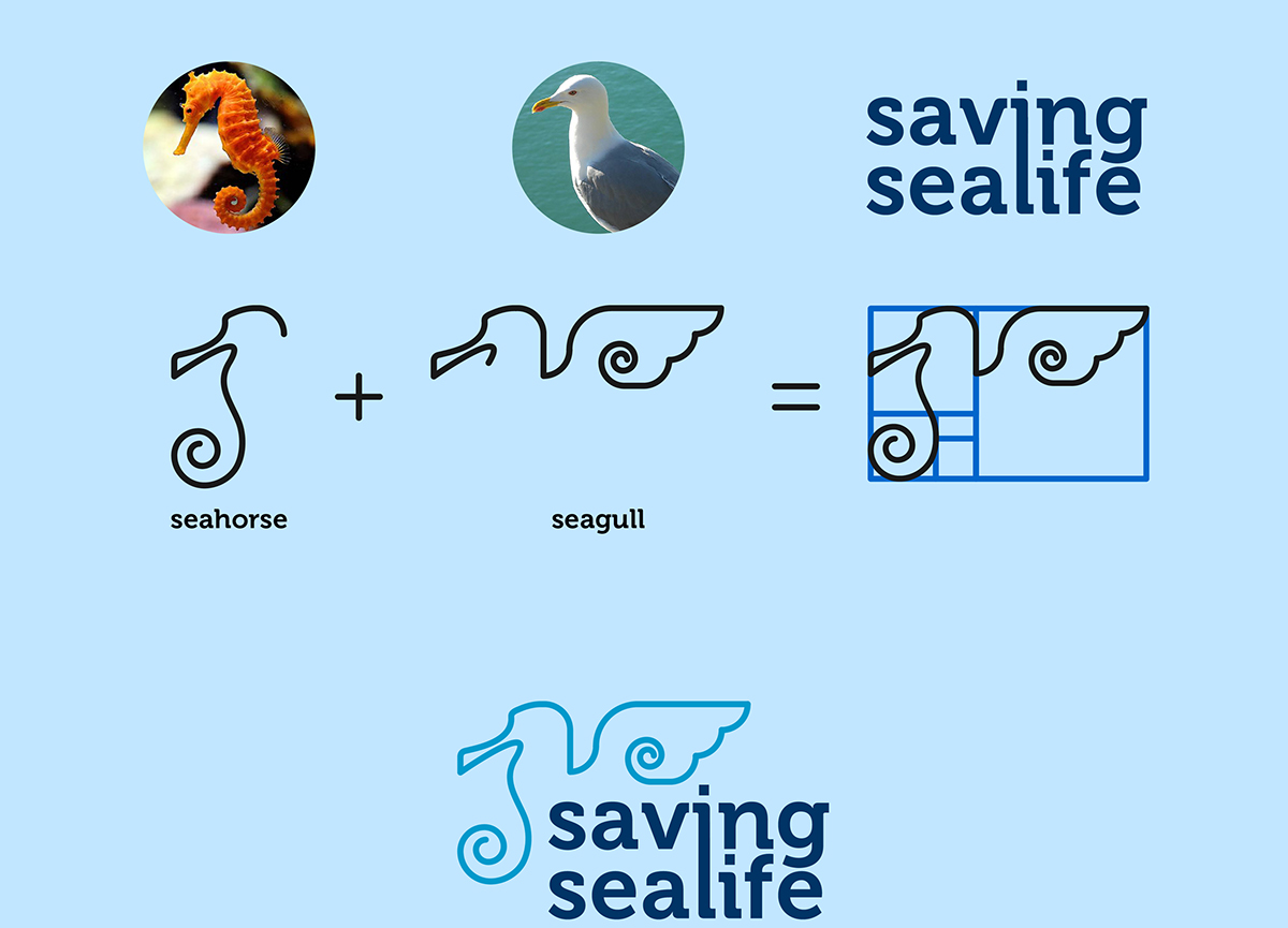 video progress orgnization protection saving sealife Ocean marine seagull seahorse preservation Nature Coast non-profit symbol