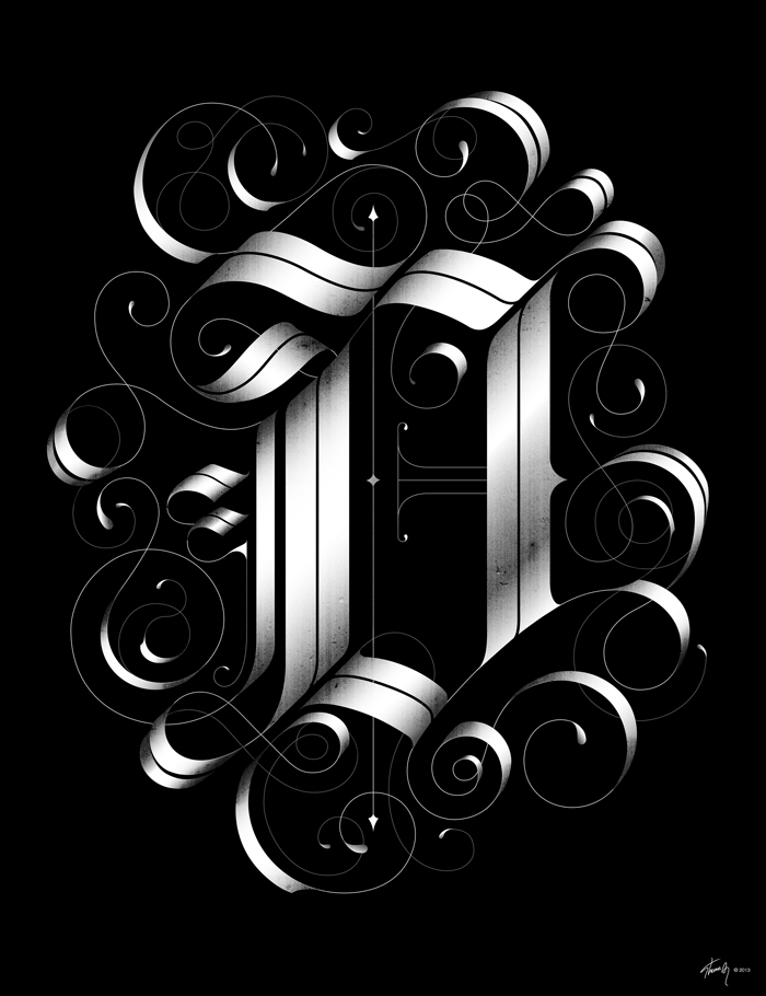 Drop Cap letter lettering Blackletter gothic swirly ornament old medieval type alphabet