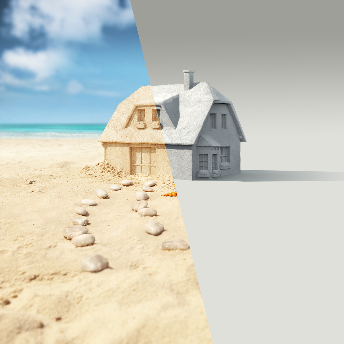 campaign sporitelna Sun sand beach sea Holiday house people Hedgehog SKY blue summer