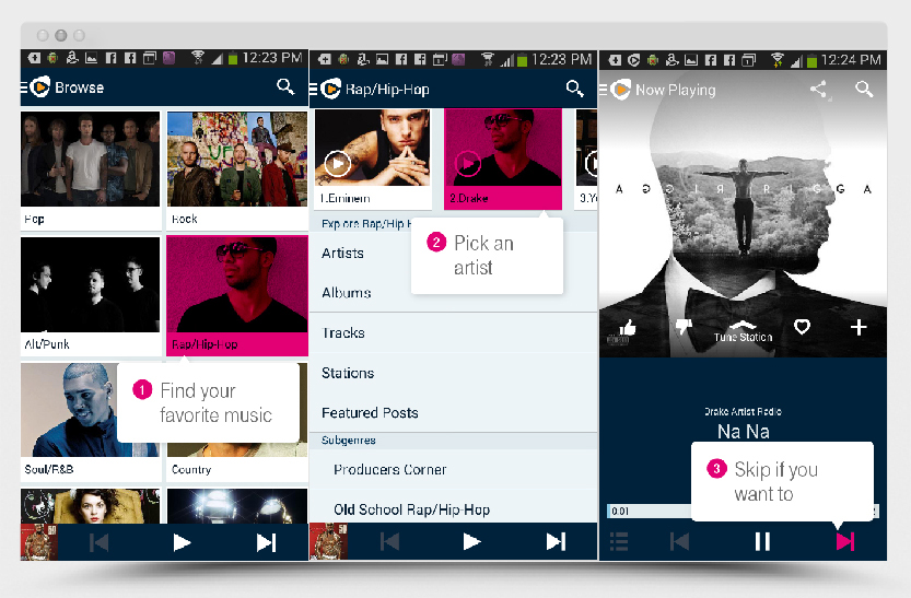 T-Mobile rhapsody unRadio landing page music streaming mobile app movement