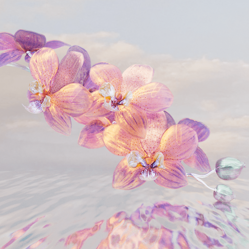 3D 3D model 3D Modelling blender cinema 4d flower 3d Flowers futuristic glassmorphism Nature