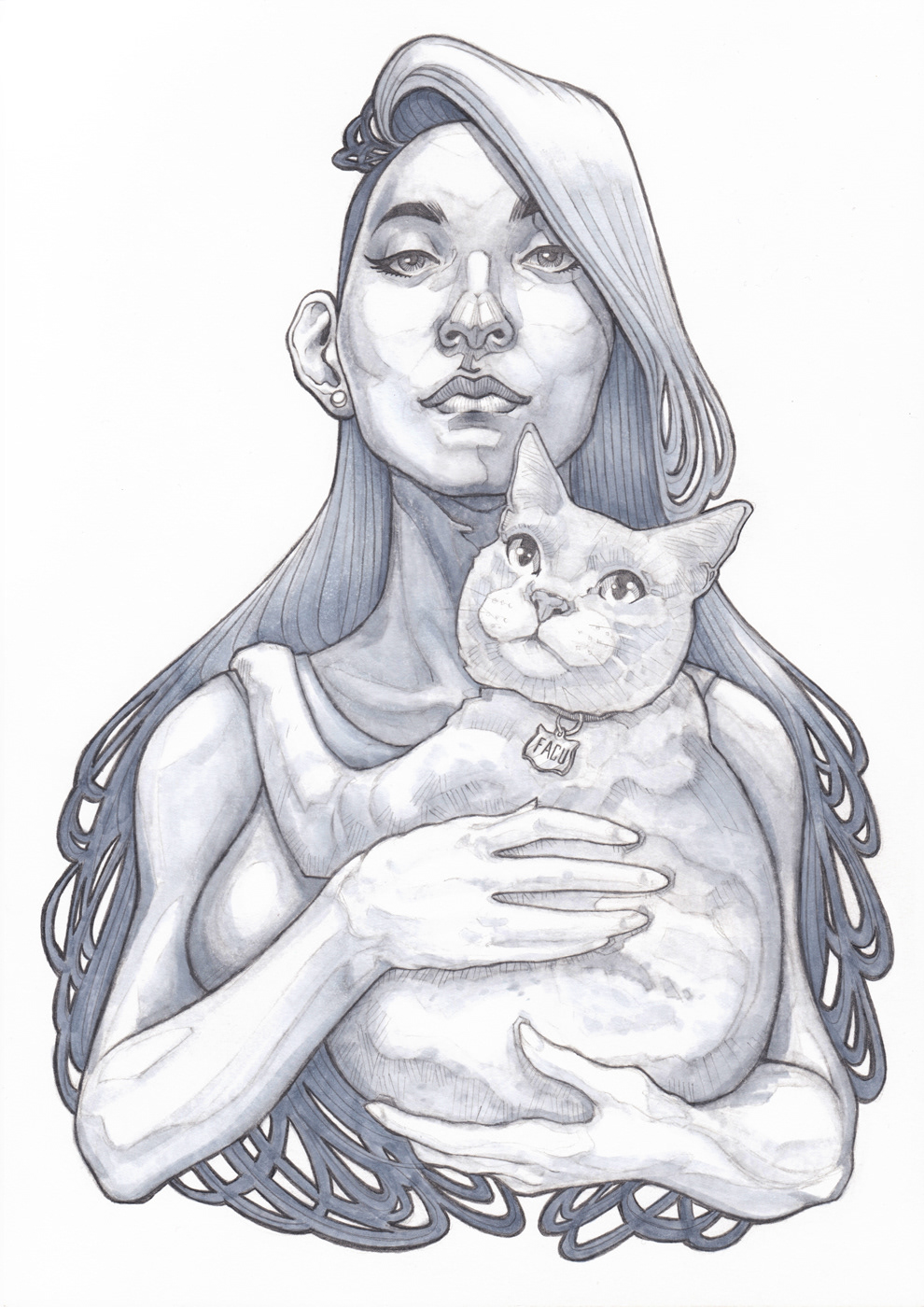 ILLUSTRATION  sketch woman Cat comic sketchbook disegno dibujo ilustracion Mucha