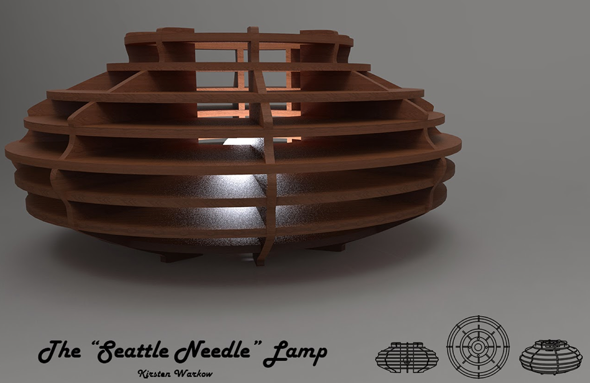 Lamp wood Rhino keyshot laser cutter seattle Form
