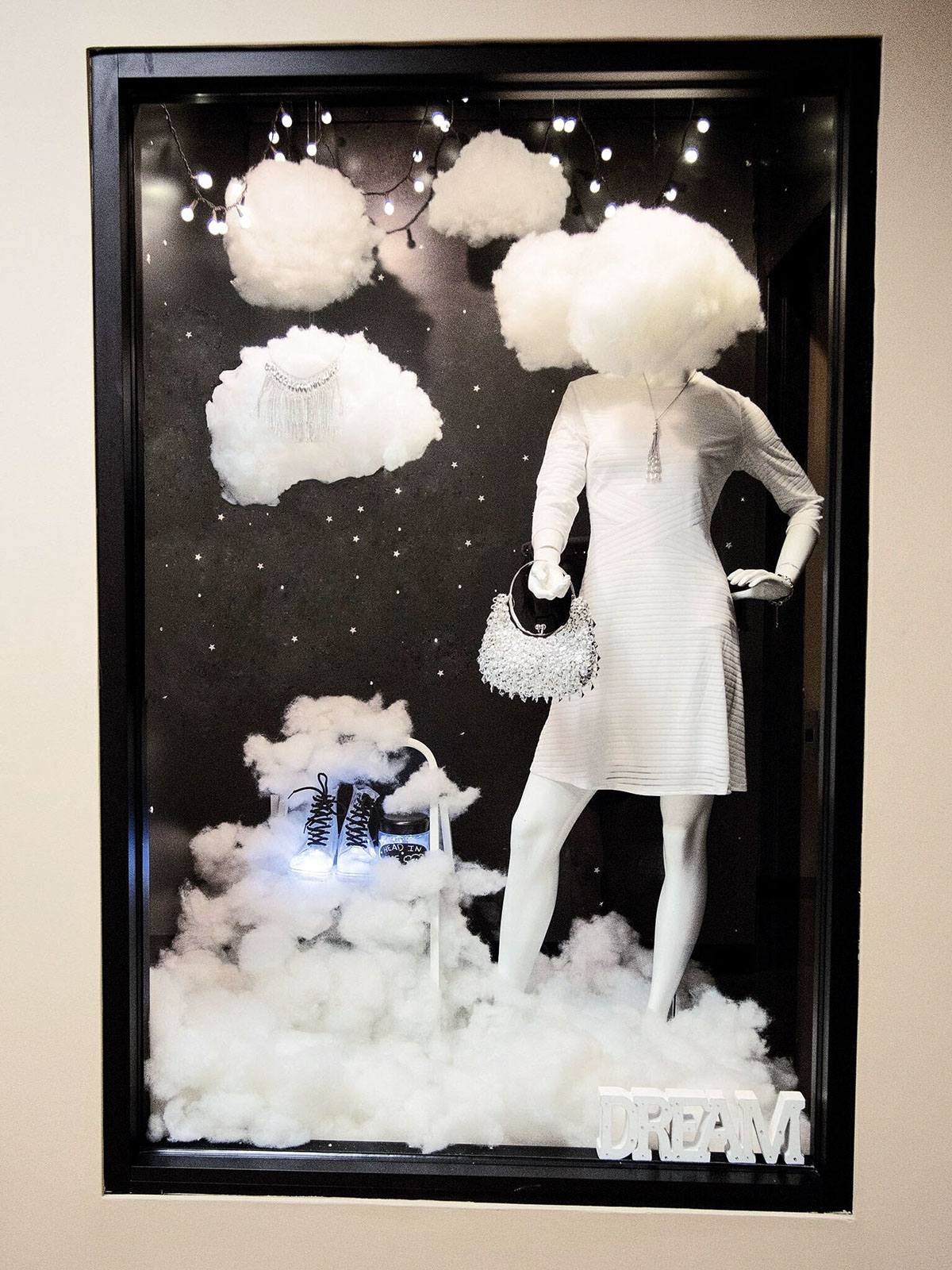 Window Display Visual Merchandising Creativity visual arts  handcrafting handmade cloud