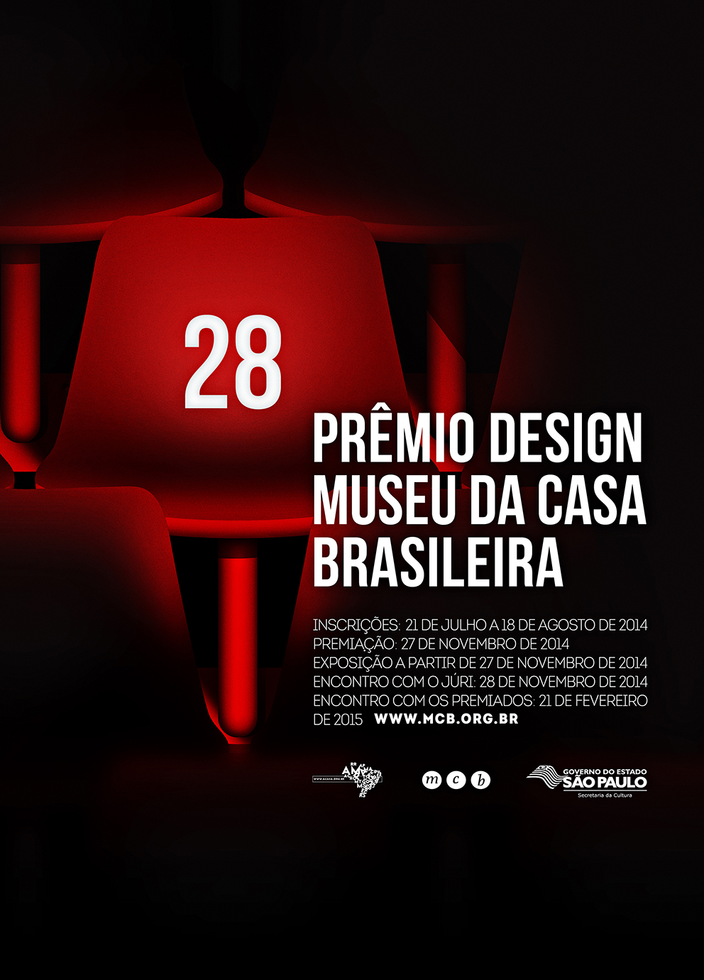 design Museu casa brasileira cartaz amarelo vermelho preto MCB cadeira trama camiseta camisa Brasil