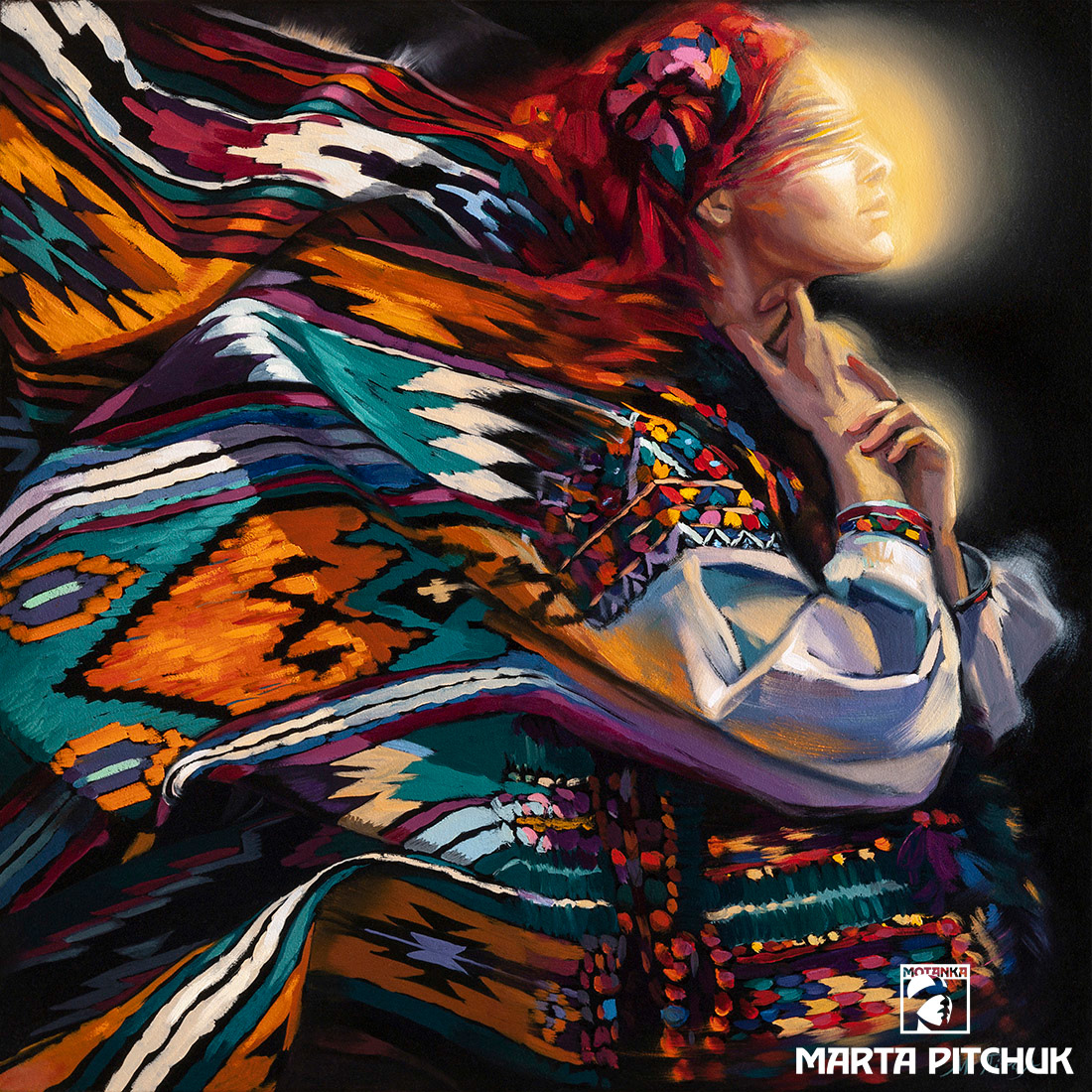 art painting   ukraine oil acrylic canvas Ethnic motanka woman Embroidery
