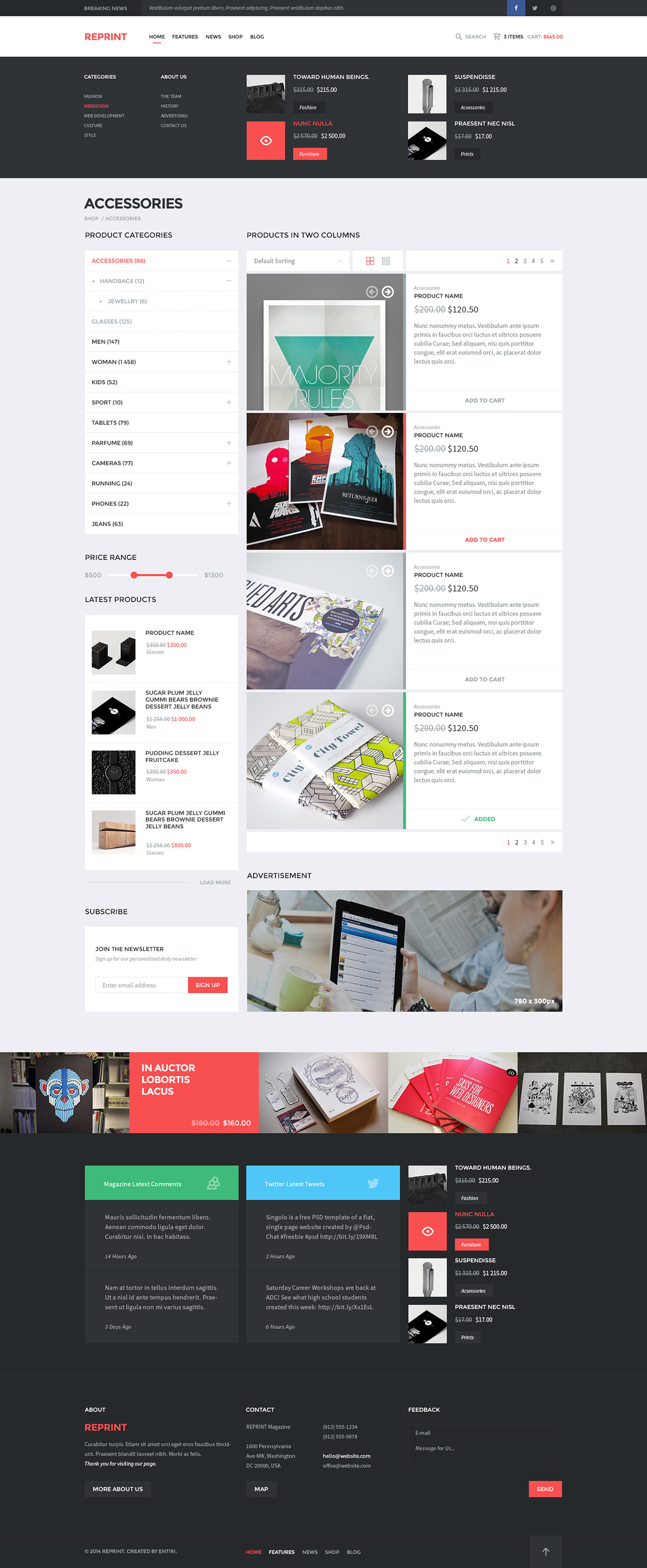 Web design Website page magazine shop eshop store Style modern Theme template