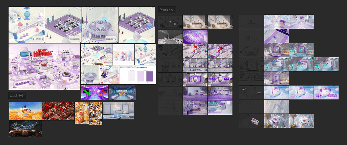 realflow water absorption Character colorful cute diaper factory fluid motiongraphic purple