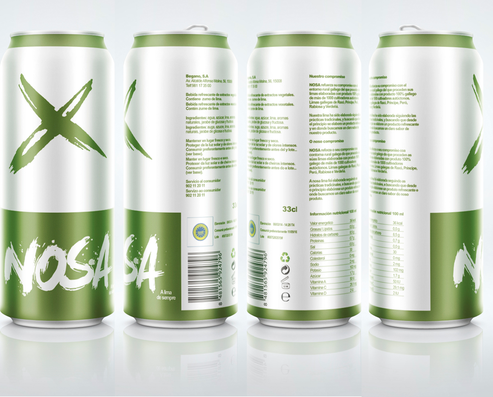 NOSA Packaging lemon color green color logo marca