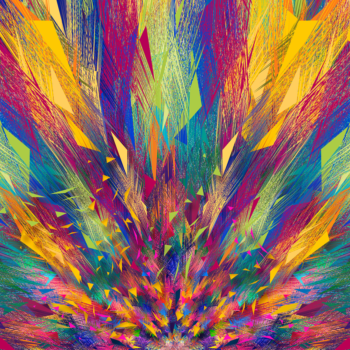 Colourful  vibrant energetic bold Positive emotions explosion abstract digital big
