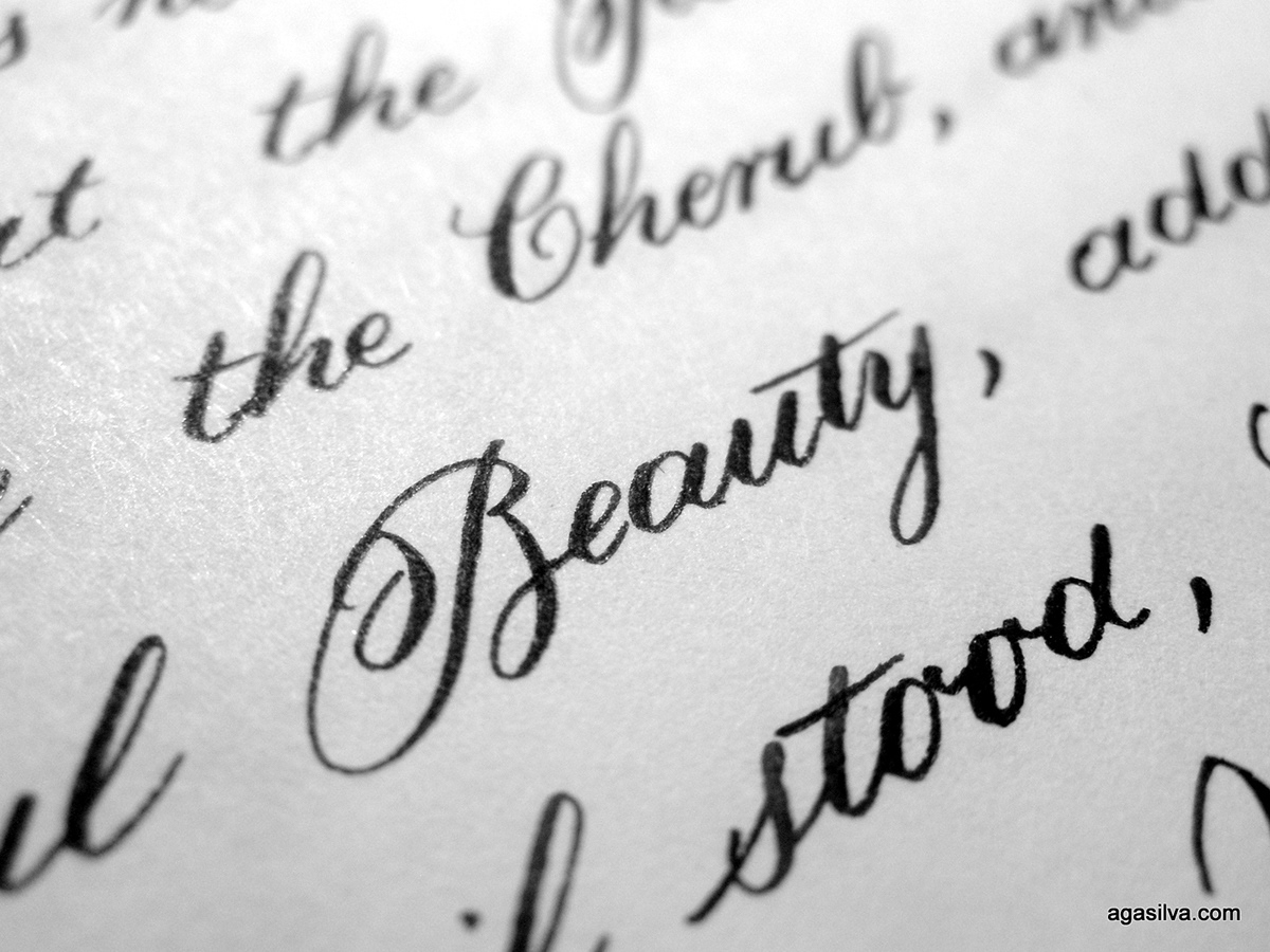 copperplate hanwriting close up small letters harder it gets Practice