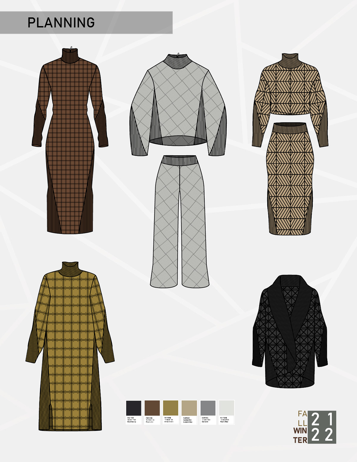 Fall Fashion  ficha técnica geometric knit moda Technical Design tejido Tricot winter