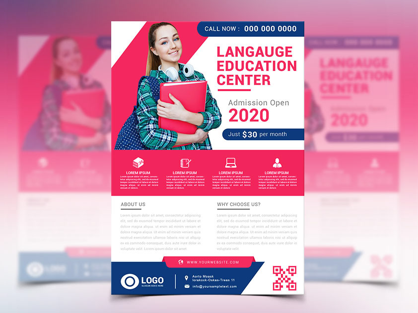 school Education flyer templates graphic design  Flyer Design learning announcement free flyer design modern professional