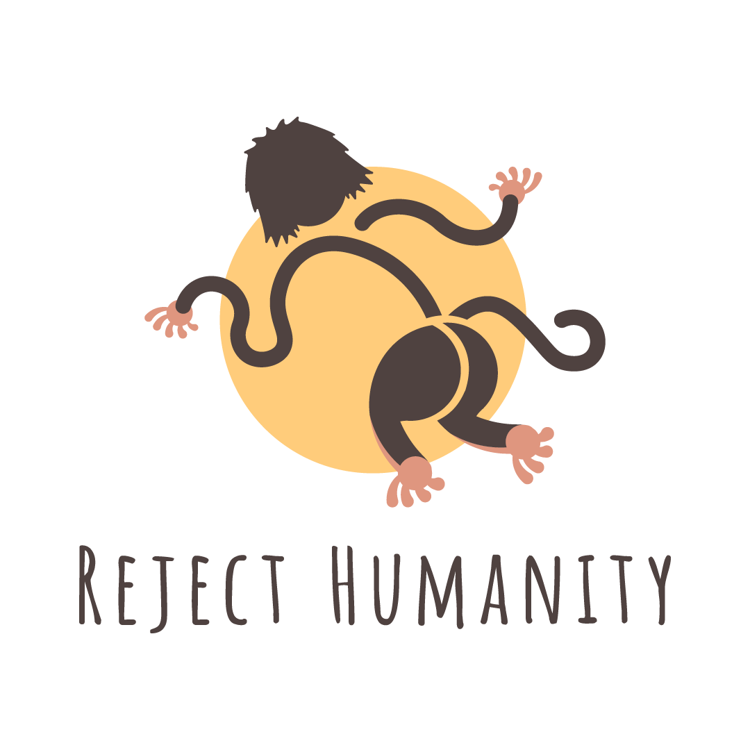 reject humanity monkey Monke brand identity branding  merchandise t-shirts return to monkey T-Shirt Design