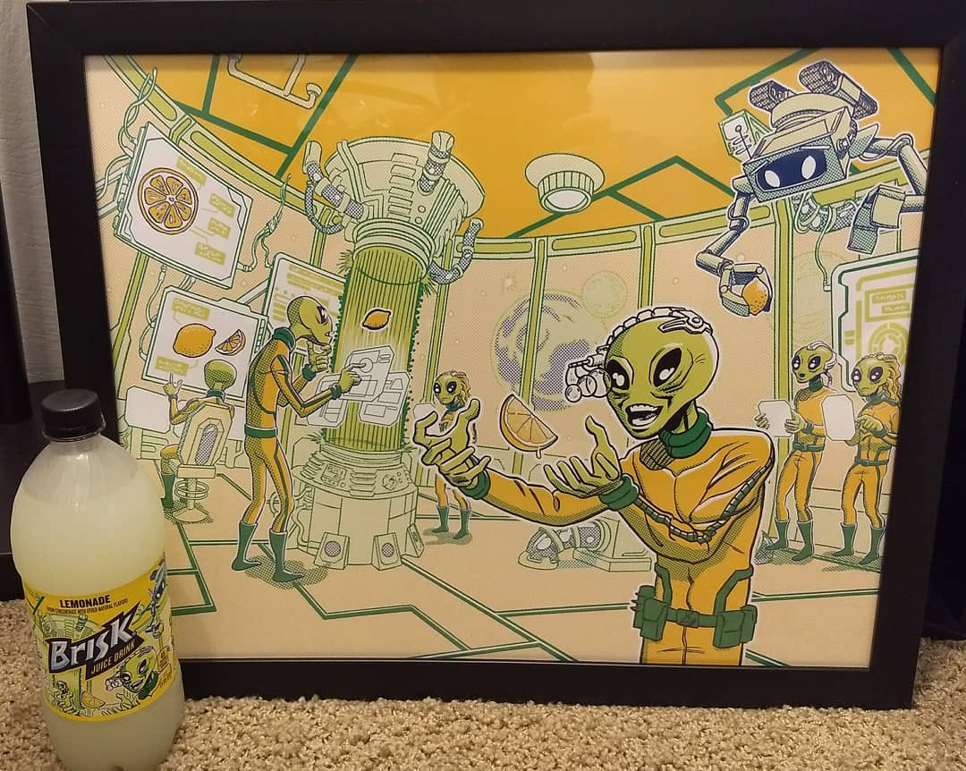 brisk label design lemonade beverage aliens cartoon package design  pepsi Lipton