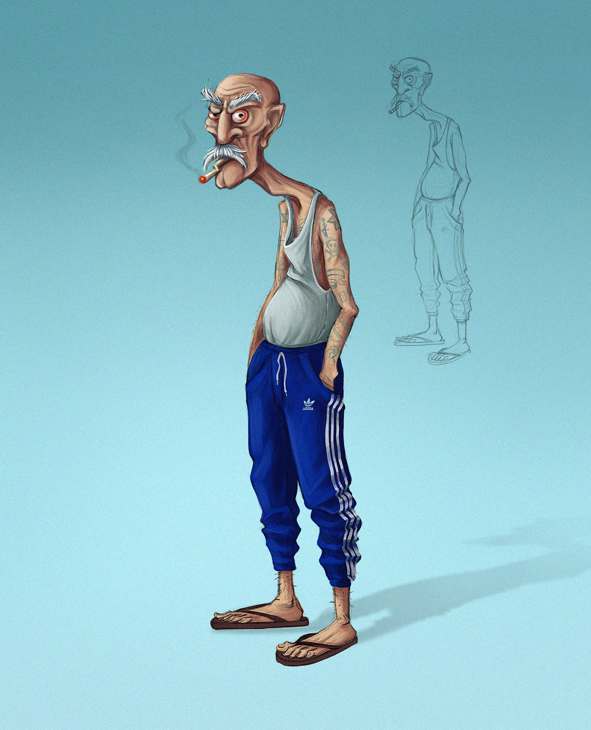 concept Digital Art  арт дедушка Дизайн персонажа иллюстрация персонажи старик  старуха 