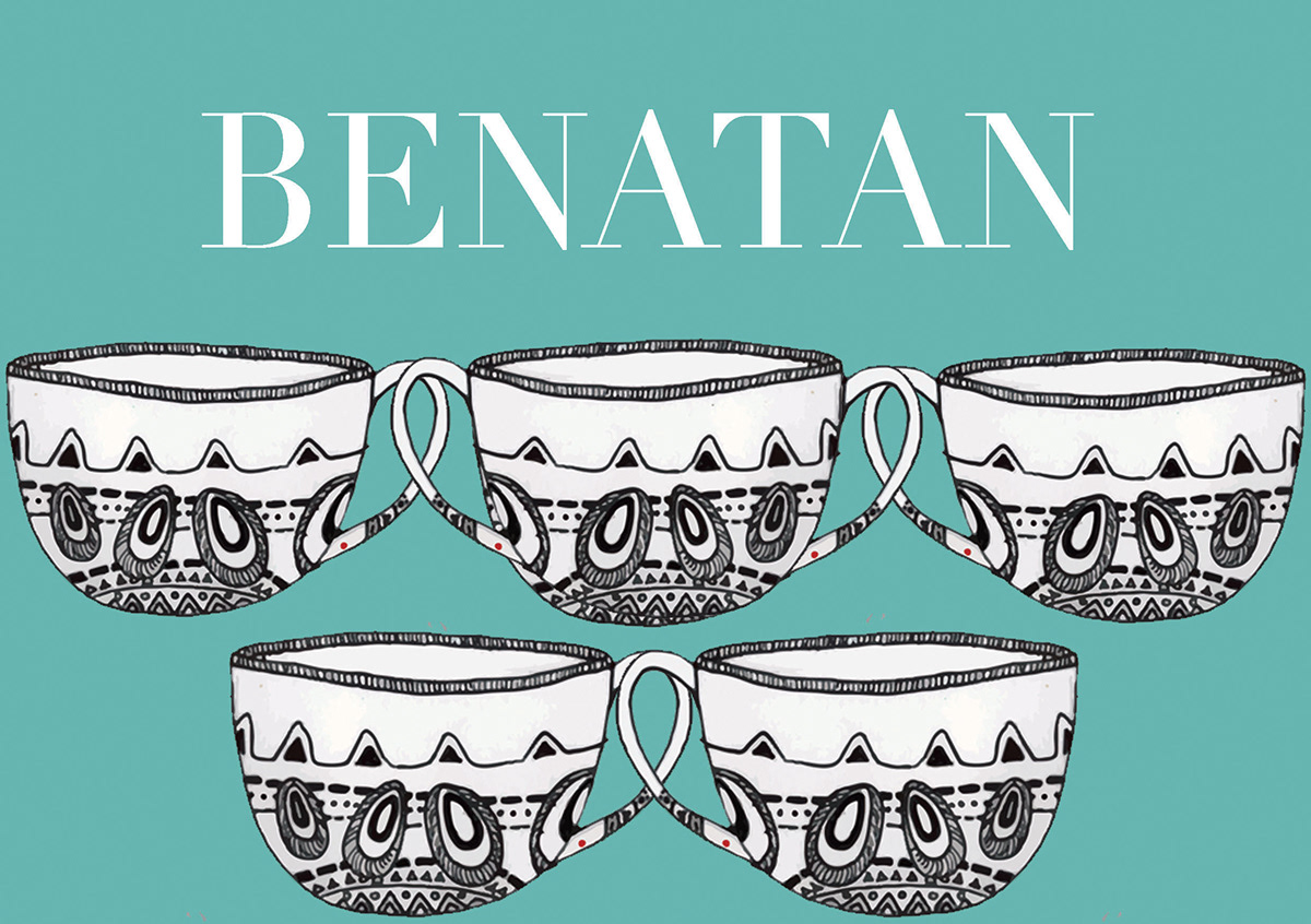 benatan illustrated cups postcards