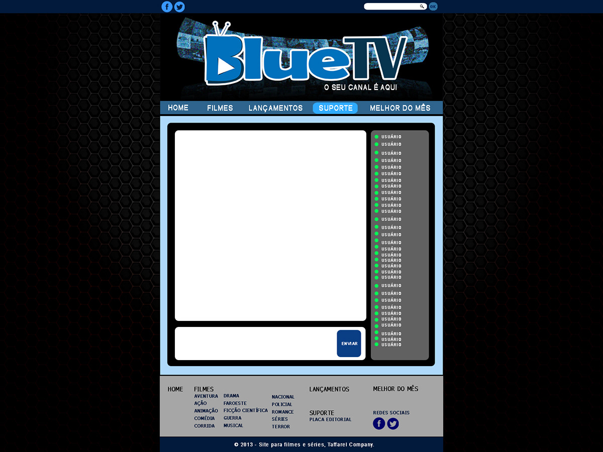 bluetv blue site Layout Web design thamara elisa Filmes