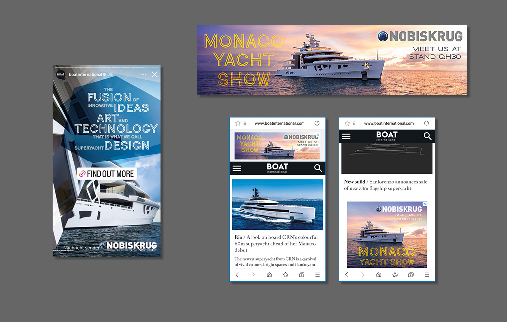 Advertising  boat Campaign Design luxury Nobiskrug shipyard superyacht typography   yacht Yacht Design