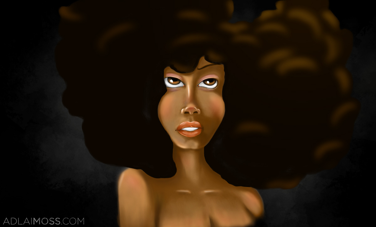 afro natural beauty dazed woman dark natural hair