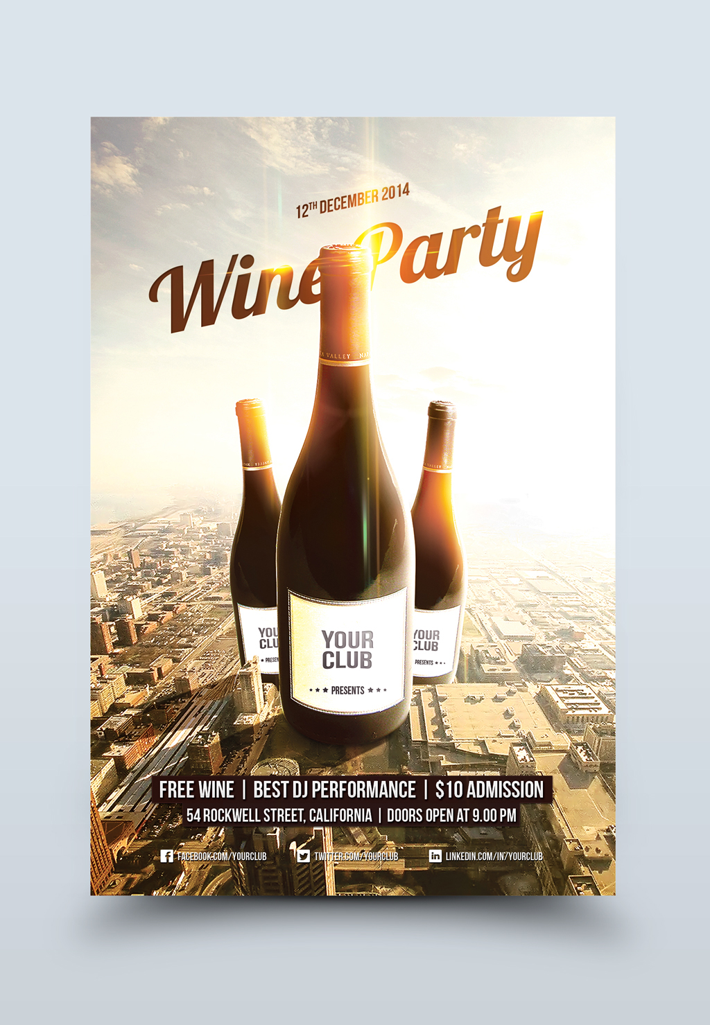 Wine Party Flyer Template on Behance Within Wine Flyer Template