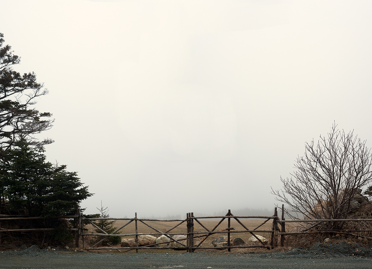 Newfoundland fog Canada grey fence