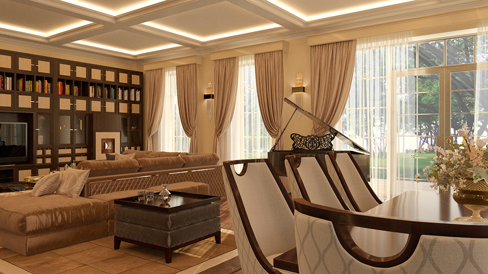гостиная   living room design interiors art-deco Medea 3d max corona