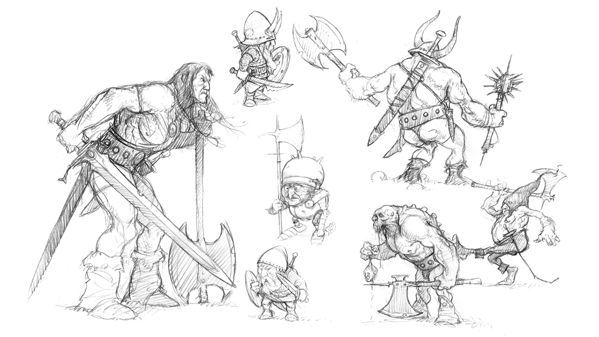 sketch book Celtic tale dwarf faery creature goblin barbarians fantasy legend