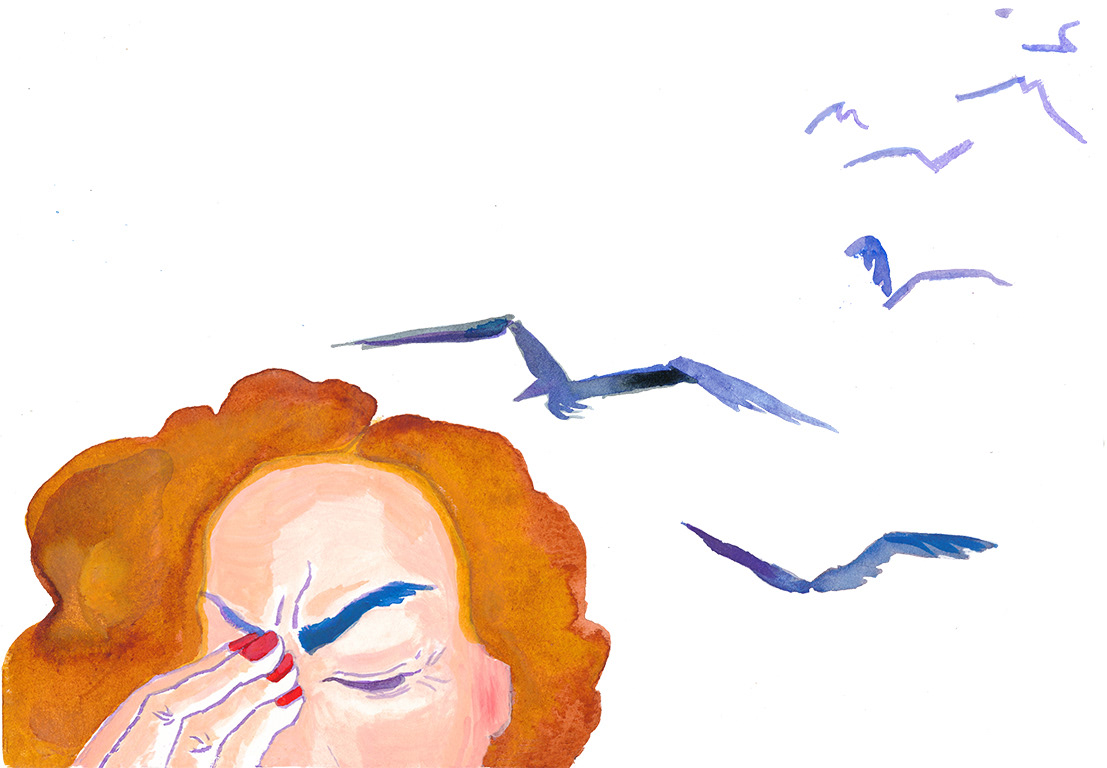 ILLUSTRATION  draw Migraine menopause women birds Woman's world Colourful  pain face