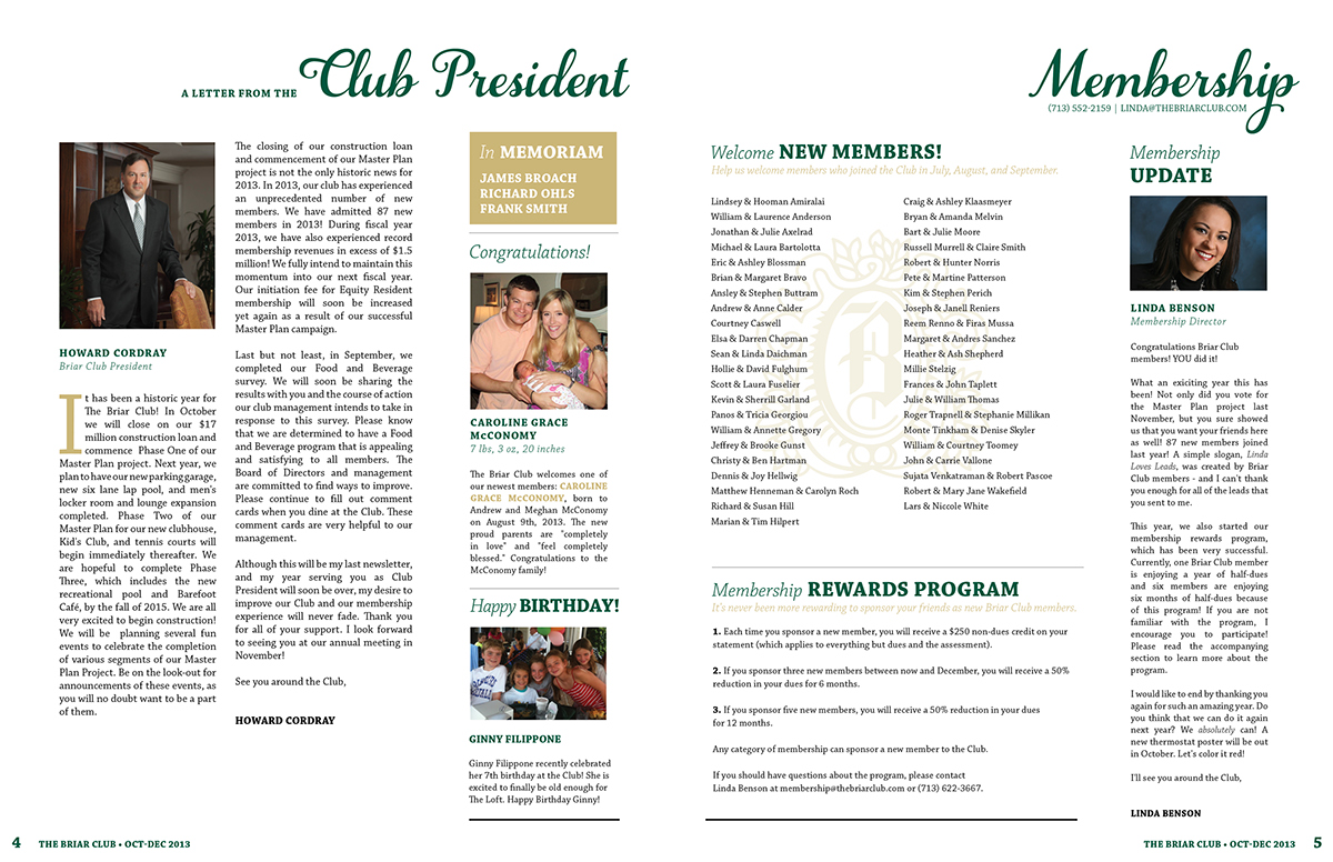 newsletter Quarterly brochure pamphlet editorial Event publication magazine Layout
