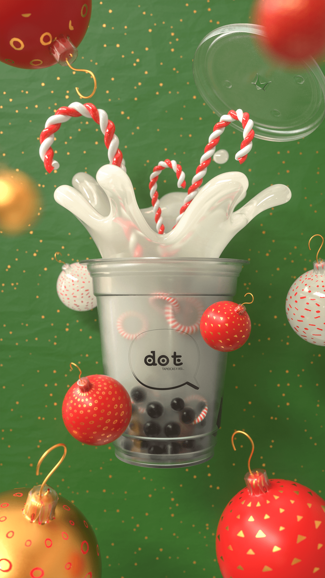 3D Advertising  c4d candycane CGI Christmas cinema4d drink Food  restaurant