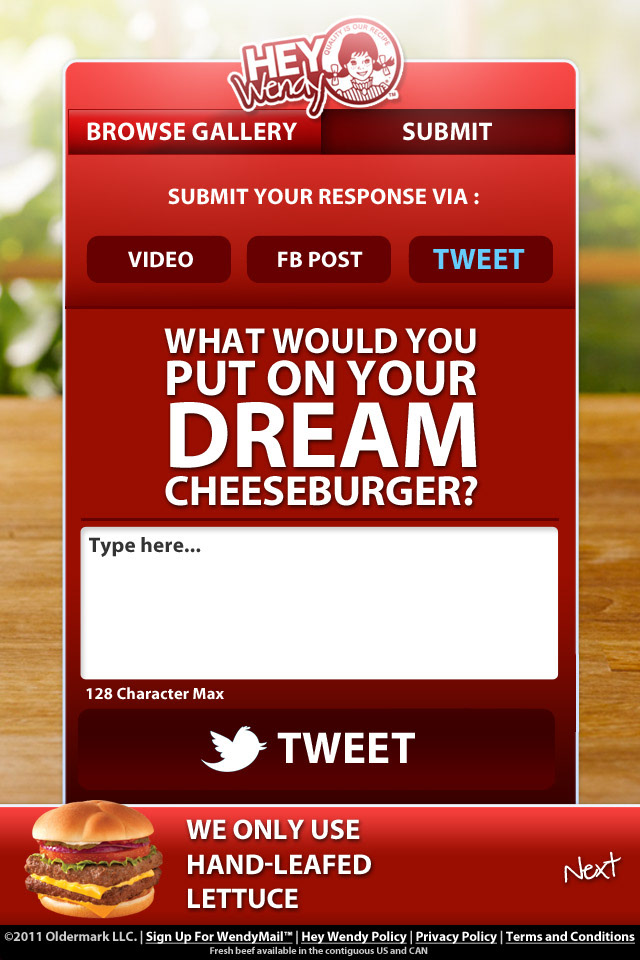 Wendy's hamburger design cool app mobile