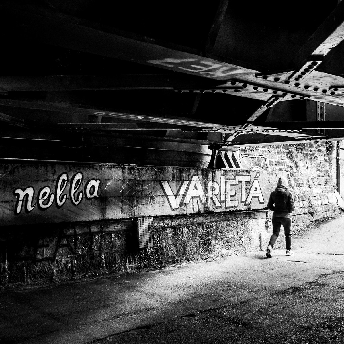 black and white monochrome architecture cold winter Street light dark Urban street photography