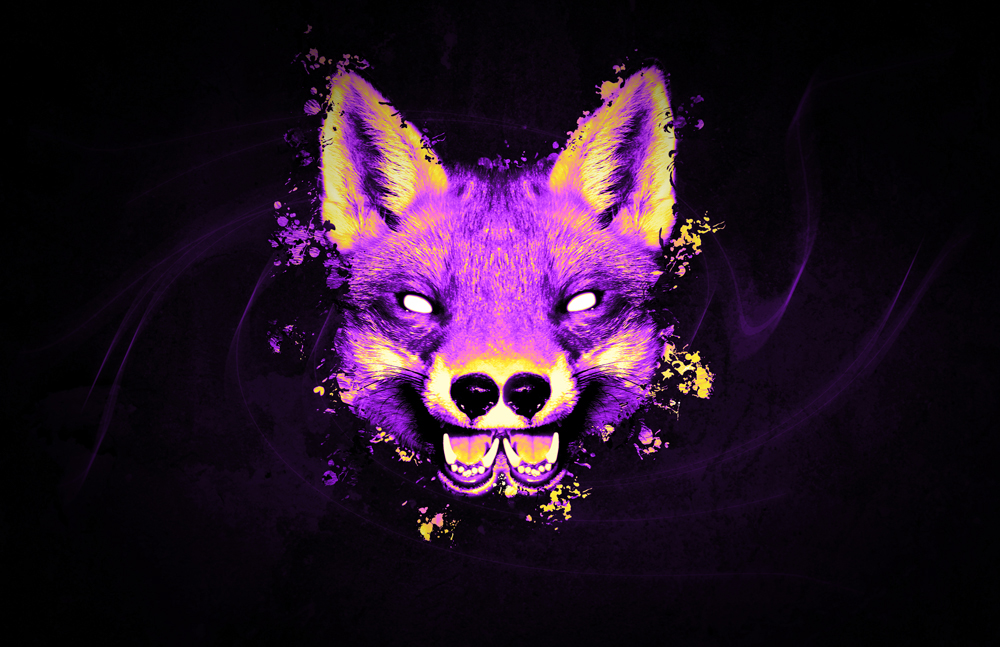 FOX animal Totem design paint splat Magic   bear Nature spirit
