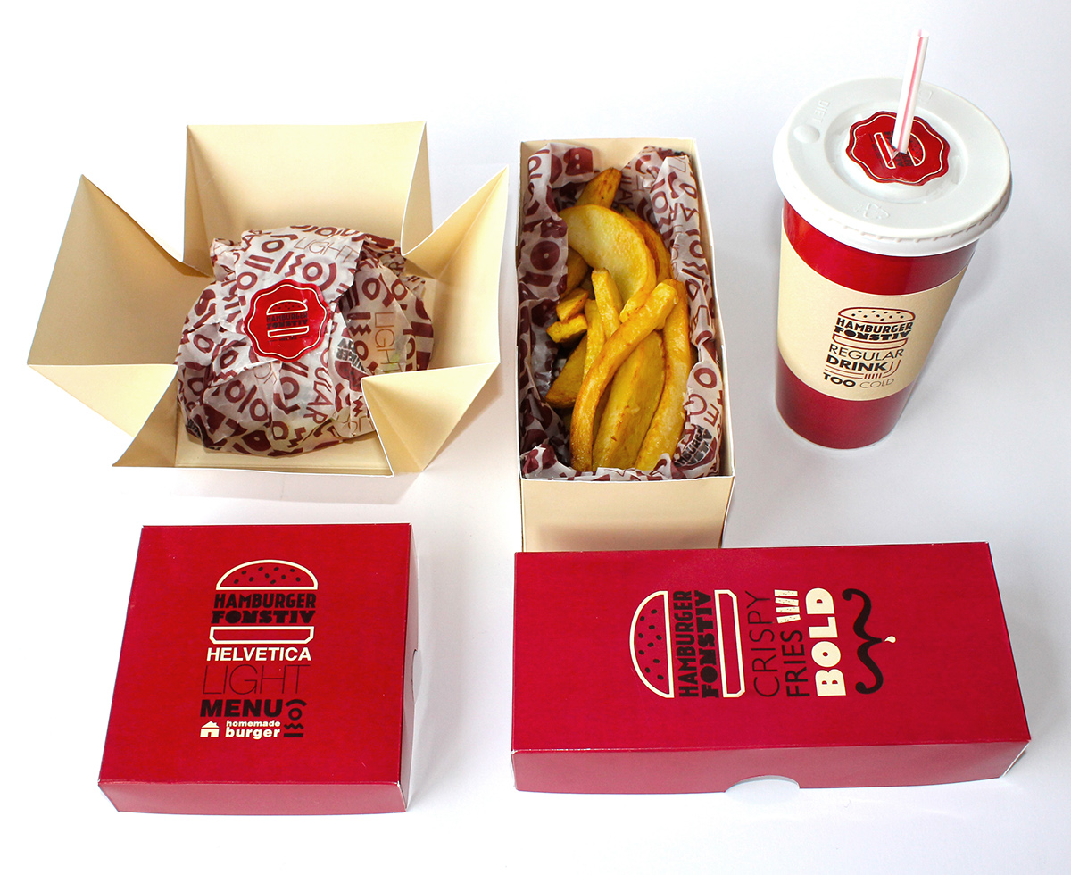 hamburgefonstiv  Packaging  red typo burger font