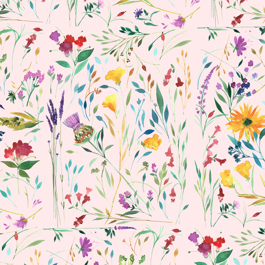 Flowers watercolor pattern Packaging surface design floral botanical summer ink Display