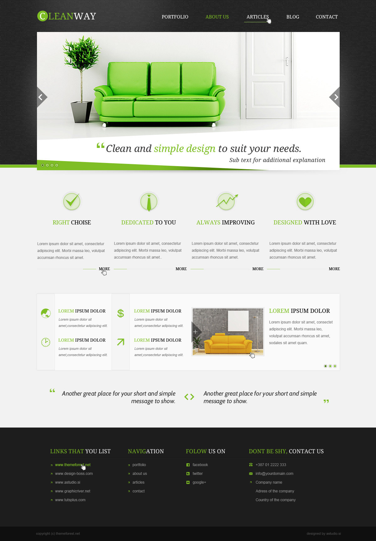 clean corporate furniture light modern psd template Theme