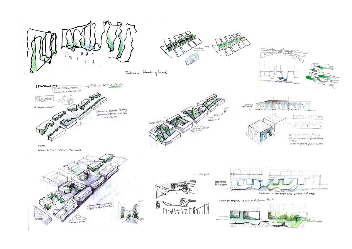 JOHNSON WAX BUILDING Office Building garden sketch block design proyect