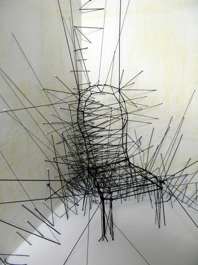 hilo ilustracion illustrationn escultura sculpture black & white thread wire