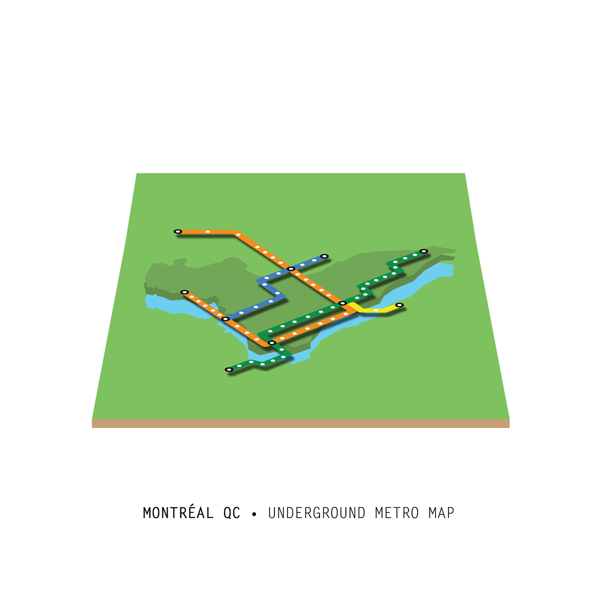 Montreal Montreal Quebec metro underground map colours