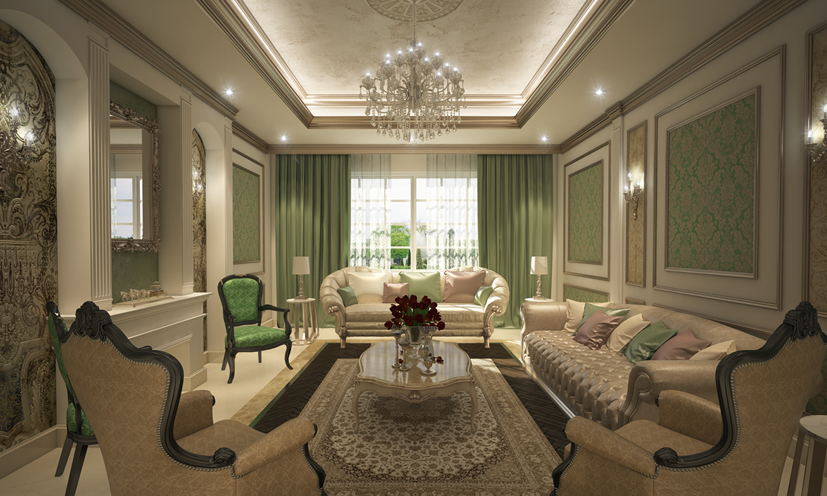 women MAJLIS Private arabic sitting green golden Creamy Beautiful amazing harmoney luxury furniture Classic new