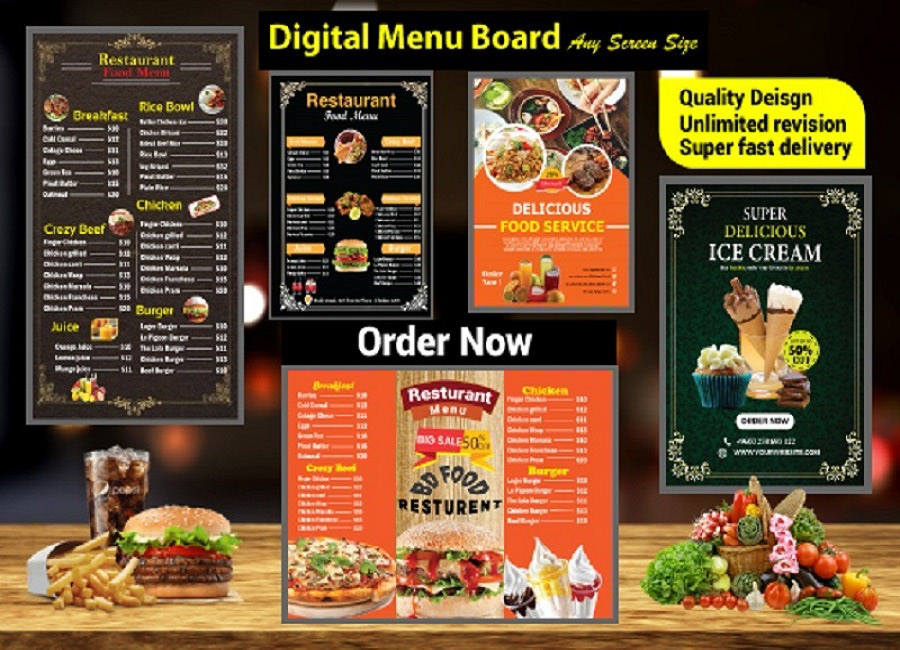 Digital Menu Board digital menu screen Fast food menu food menu food menu design food pricing list Restaurant Food restaurant logo restaurant menu screen menu design