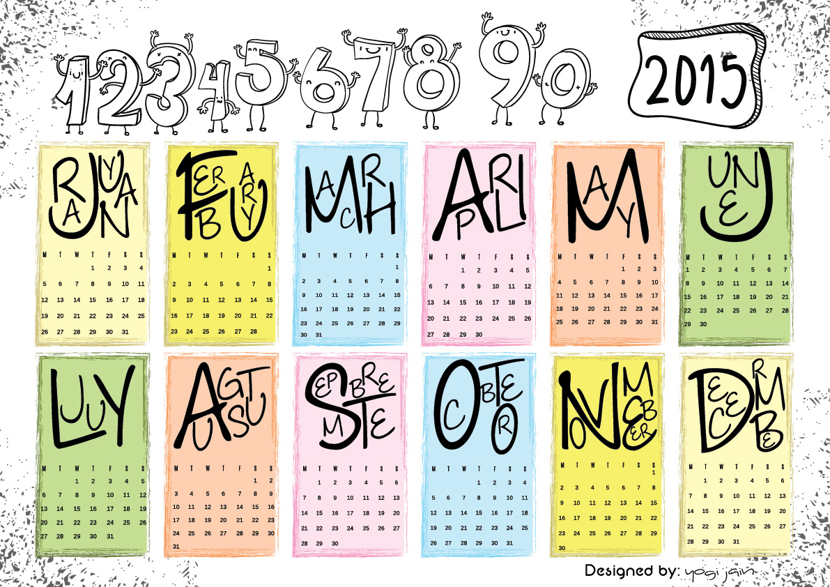 calendar calendar2015 yogi jain numbers year month abstract design