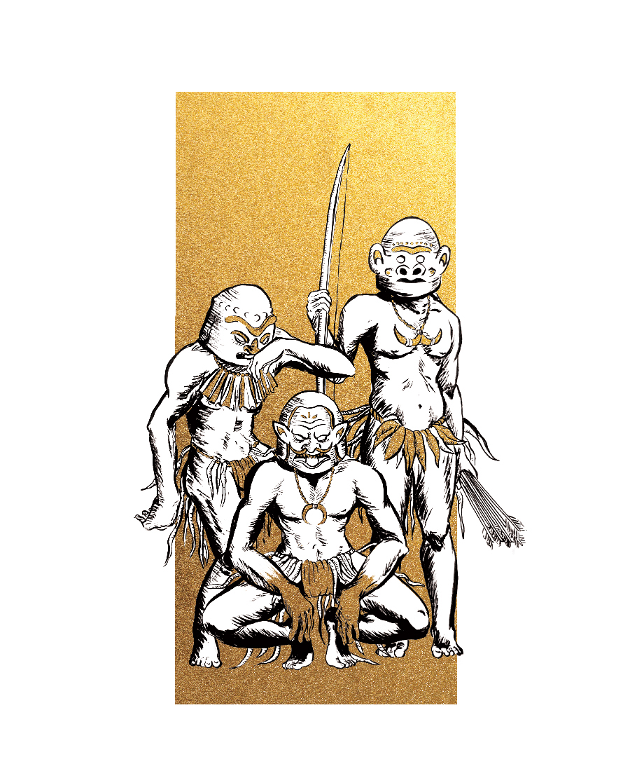 ink warrior ILLUSTRATION  person gold art diseño de personajes